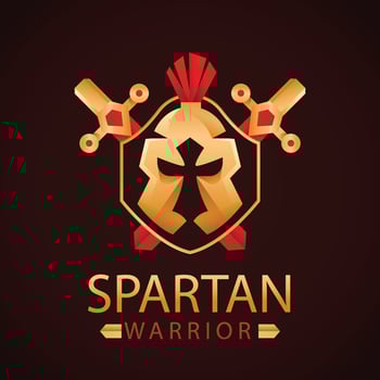Gradient spartan helmet logo template vector
