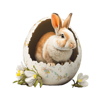 Cute Easter bunny with Easter egg png