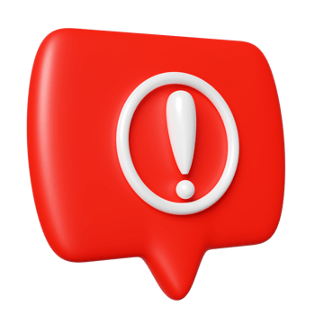 white exclamation mark with red speech bubble for social media notification pin icon isolated png
