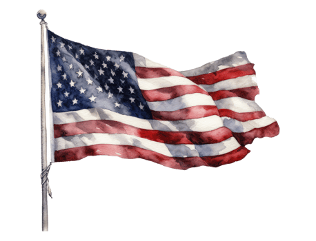 Flag of the United States of America flutters in the wind . png