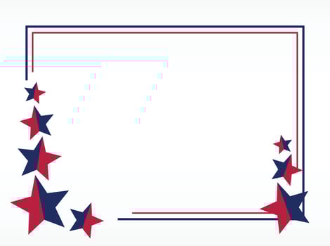 American holiday background in blue, white, red colors with star icon. design for banner, greeting card, invitation, social media, web. vector