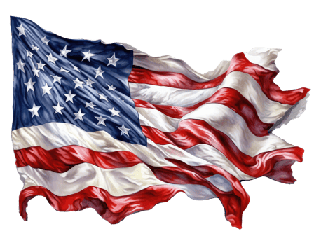Flag of the United States of America flutters in the wind . png
