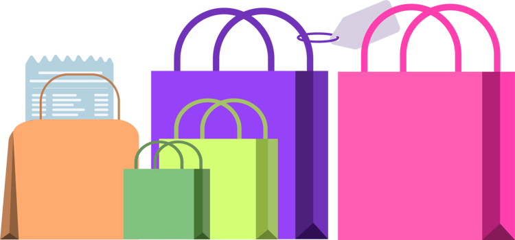 Shopping bags, online shopping. Marketing, spending money on purchases png