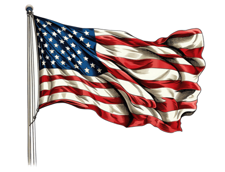 Flag of the United States of America flutters in the wind . png
