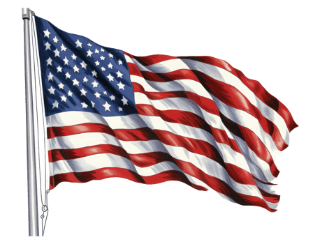 Flag of the United States of America flutters in the wind . png