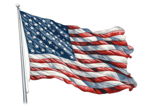 Flag of the United States of America flutters in the wind . png