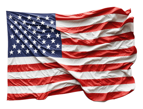 Flag of the United States of America flutters in the wind . png