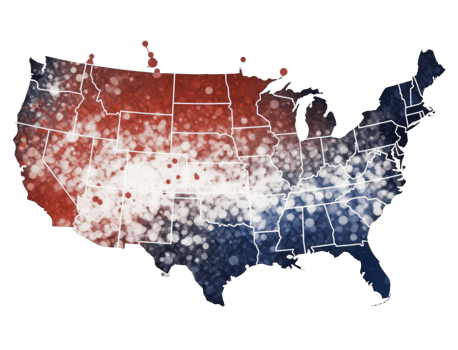 United States of America map with white, red, blue and black colour . png