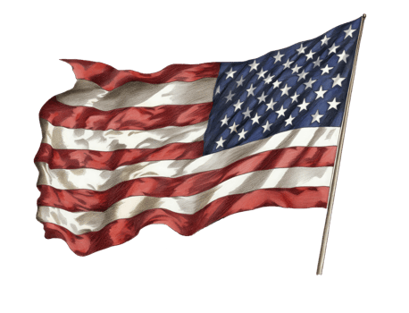 Flag of the United States of America flutters in the wind . png