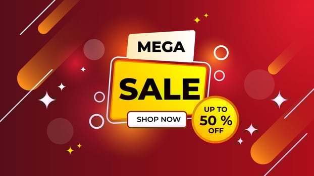 Mega Sale banner template design. special offer campaign or promotion for social media and website vector