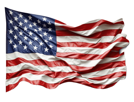 Flag of the United States of America flutters in the wind. png