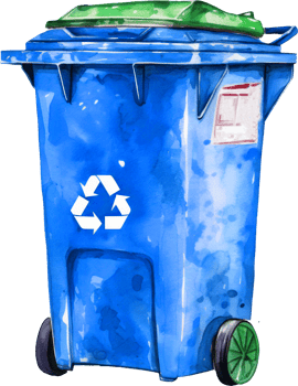 Blue Recycle Bin Watercolor Illustration. png
