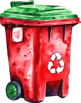 Red Recycle Bin Watercolor Illustration. png