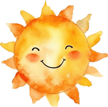 Cute Sun Cartoon Watercolor Illustration. png