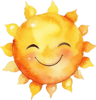 Cute Sun Cartoon Watercolor Illustration. png