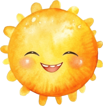 Cute Sun Cartoon Watercolor Illustration. png