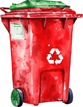 Red Recycle Bin Watercolor Illustration. png