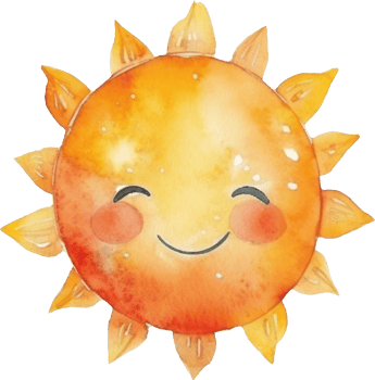 Cute Sun Cartoon Watercolor Illustration. png