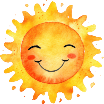 Cute Sun Cartoon Watercolor Illustration. png
