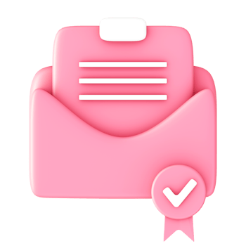 3d illustration icon of pink reading email inbox with checklist for UI UX web mobile app social media ads png