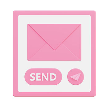 3d illustration icon of pink sending mail for UI UX web mobile app social media ads png