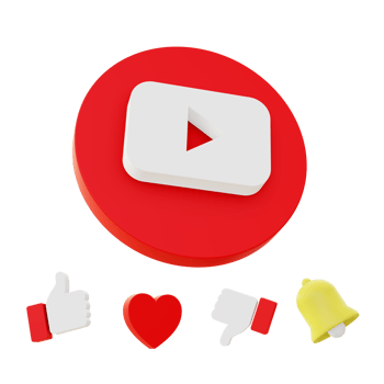3d illustration icon of youtube like with bell notification for UI UX web mobile app social media ads png