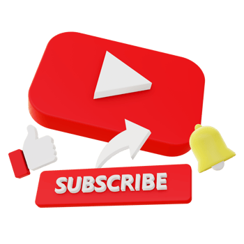 3d illustration icon of youtube subscribe like share with bell for UI UX web mobile app social media ads png