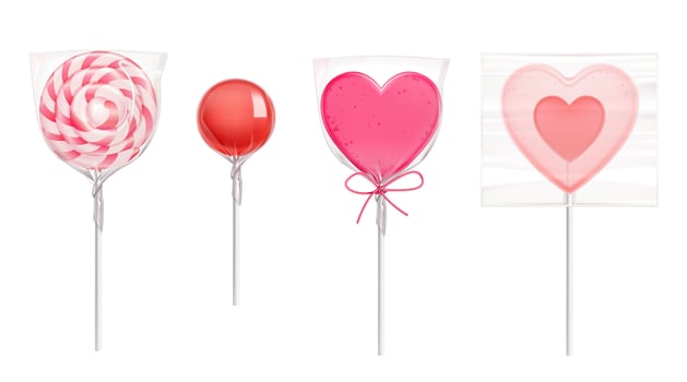 Lollipop candies in heart shape for Valentines day vector