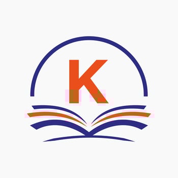 Letter K Education Logo Book Concept. Training Career Sign, University, Academy Graduation Logo Template Design vector