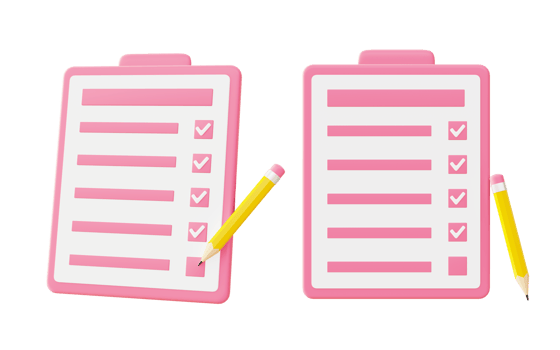 3d illustration icon of checkbox or checklist with pencil for UI UX web mobile app social media ads png