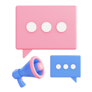 3d illustration icon of Chatting with loudspeaker for UI UX web mobile app social media ads png