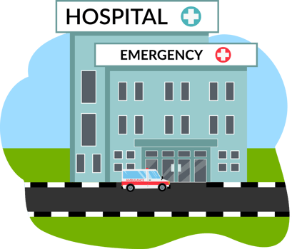 illustration hospital building and ambulance png