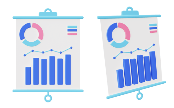 3d illustration icon of blue presentation for UI UX web mobile app social media ads png