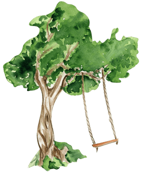 Green tree . Watercolor hand drawn illustration . png