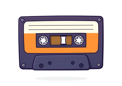 Cartoon illustration of retro audio cassette vector