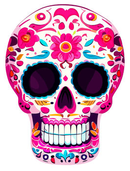Decorated Sugar skull isolated. Day of the Dead. png
