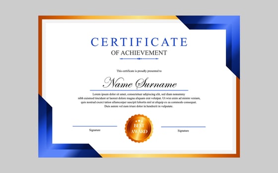 certificate design simple modern a4 luxury certificate blue gold color vector