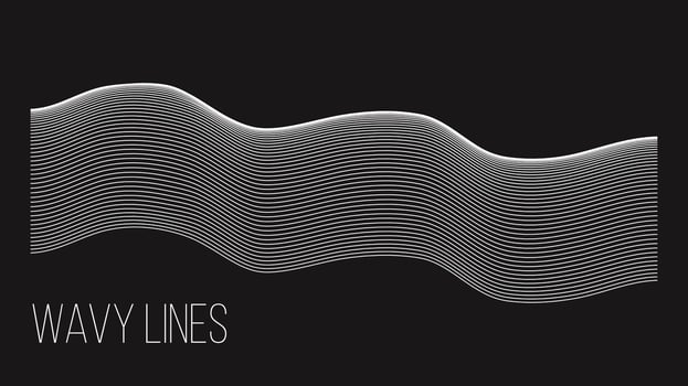 Abstract wavy lines. Modern stripes isolated on black background. Contemporary line art. Black and white. vector