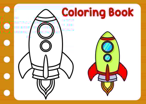 coloring book for rocket. kids game fun vector