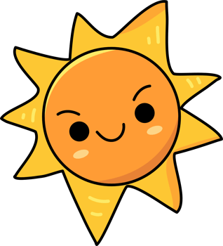Cute sun cartoon doodle element png