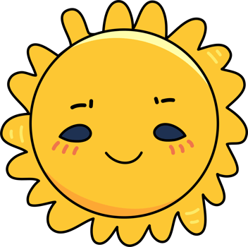 Cute sun cartoon doodle element png
