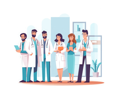 Patient with doctor and nurse . png