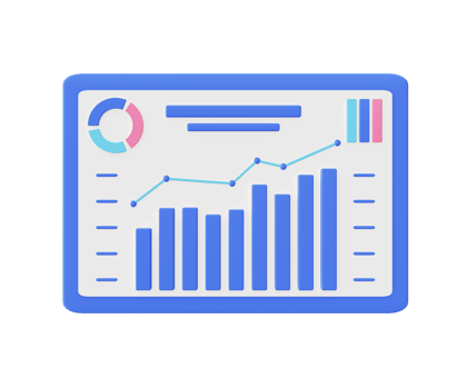 3d illustration icon of blue infographic and statistic data graph png