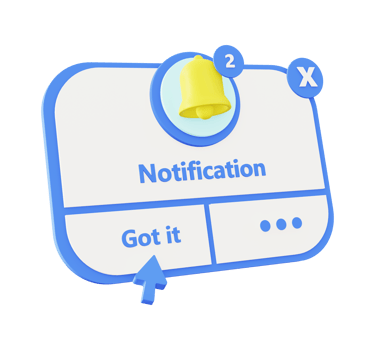 3d illustration icon of blue notification bell png