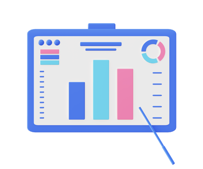 3d illustration icon of blue data statistic chart presentation png