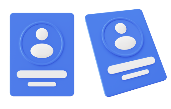 3d illustration icon of blue contact Person document file png