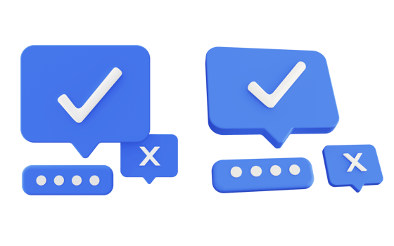 3d illustration icon of blue checklist correct and wrong png