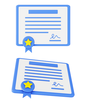 3d illustration icon of blue certificate achievement png