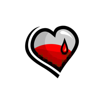 vector love shaped container filled with blood, love blood donation vector