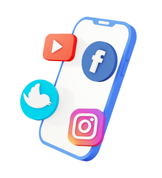 3d illustration icon of blue smartphone and social media png